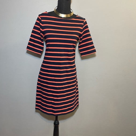 GAP Navy and Coral Striped Midi Dress women size xs - Picture 3 of 8